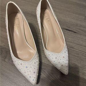Elegant White Embellished Heels